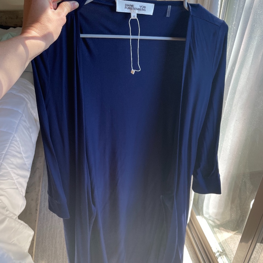 New Diane Von Furstenburg Navy Blue Wrap Dress